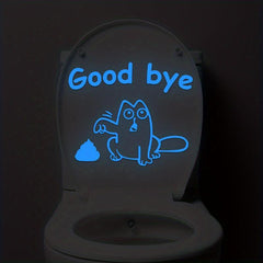 Luminous Cat Toilet Lid Decal Self Adhesive Sticker Bathroom Decor