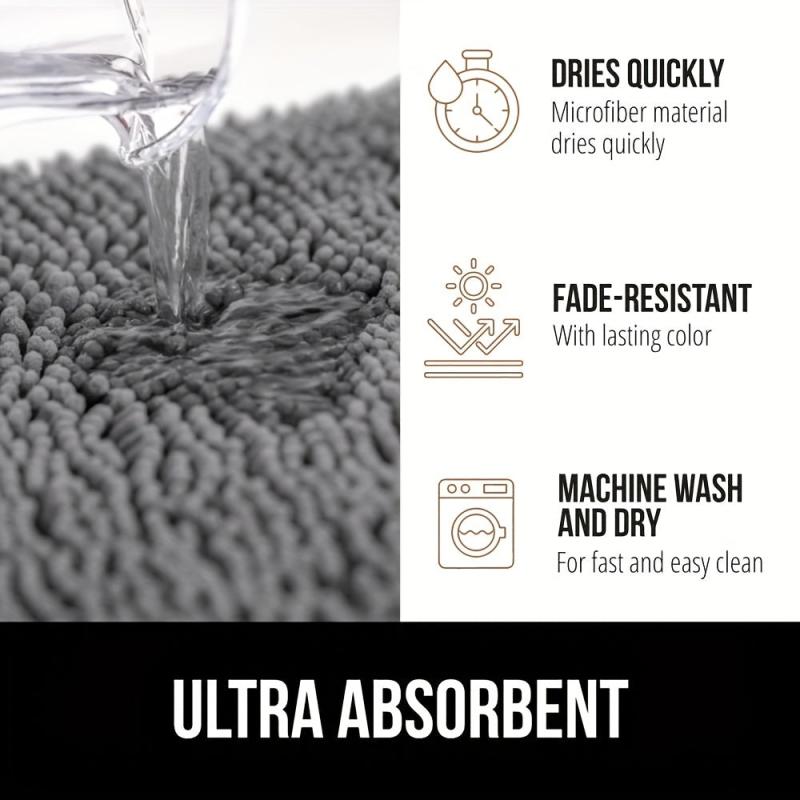 Soft Chenille Floor Mat with Rubber Backing