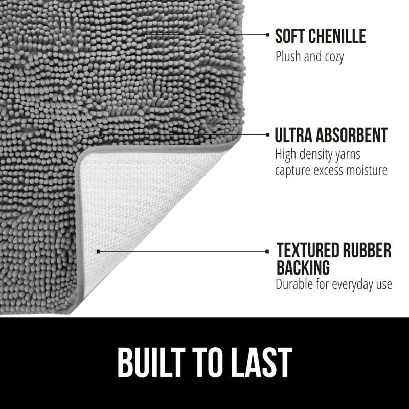 Soft Chenille Floor Mat with Rubber Backing
