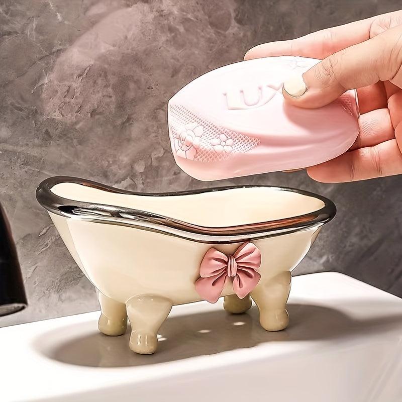 Bathtub Ceramic Soap Dish Holder Bathroom Decor