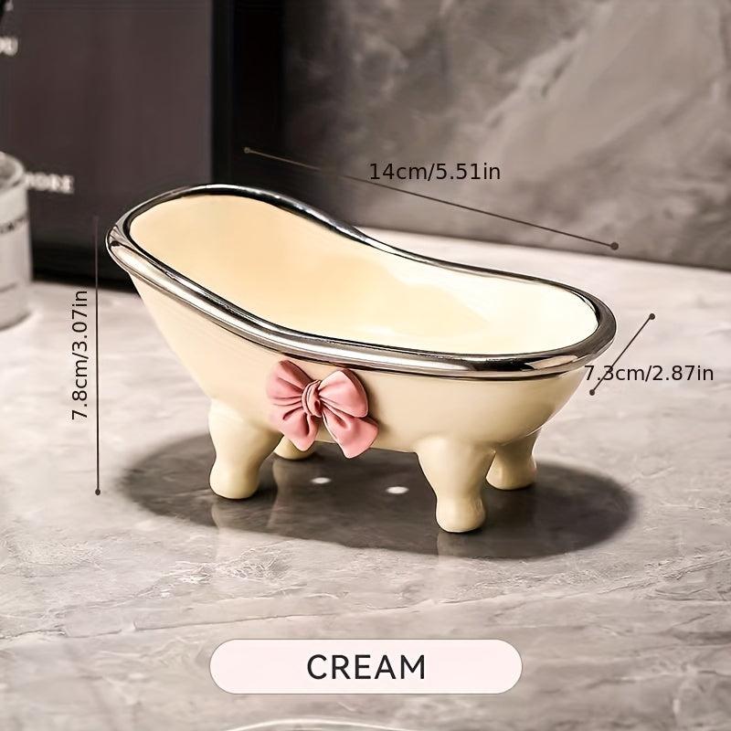 Bathtub Ceramic Soap Dish Holder Bathroom Decor