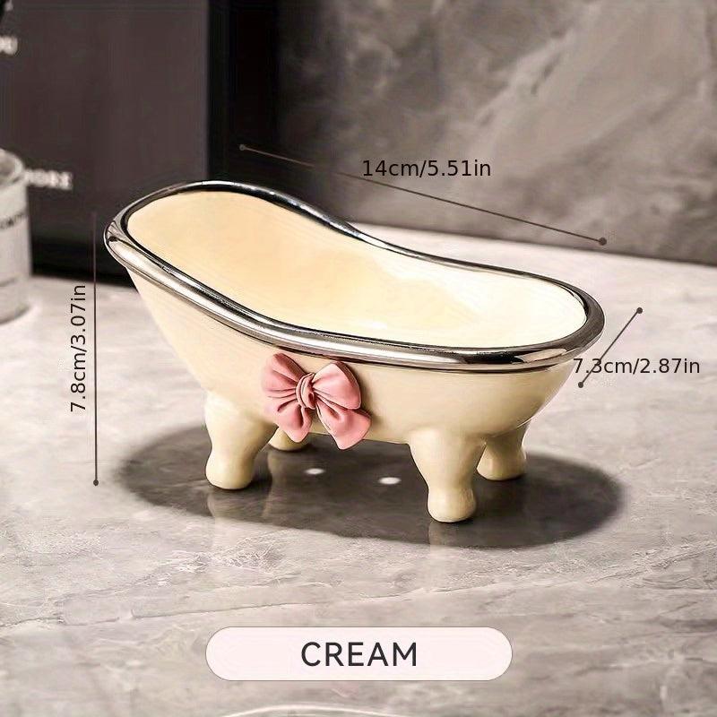Bathtub Ceramic Soap Dish Holder Bathroom Decor