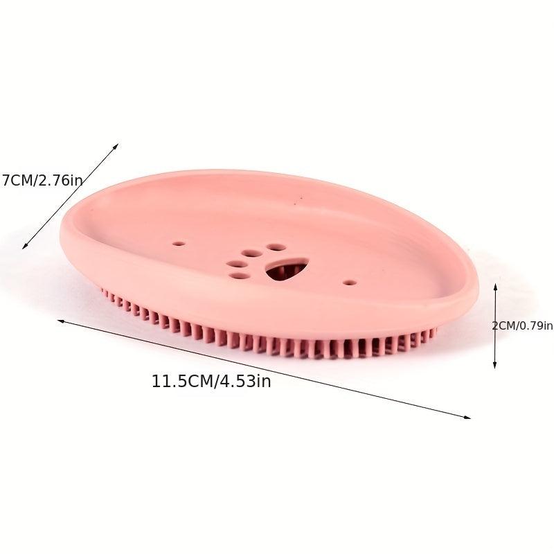 Silicone Soap Box with Brush Drain Soap Tray for Home Kitchen Bathroom