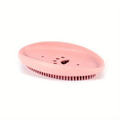 Silicone Soap Box with Brush Drain Soap Tray for Home Kitchen Bathroom