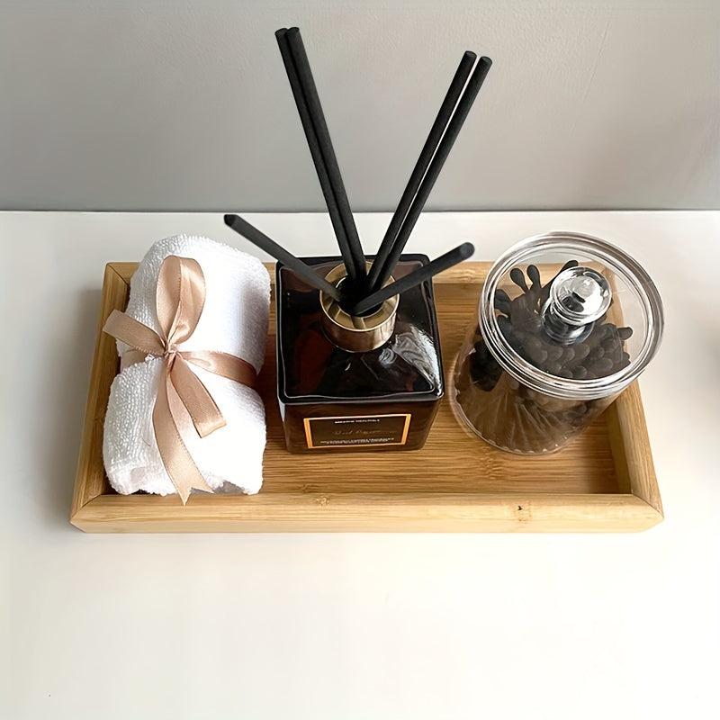 Bamboo Bathroom Vanity Tray - Small Decorative Wood Tray for Perfume