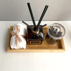 Bamboo Bathroom Vanity Tray - Small Decorative Wood Tray for Perfume