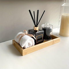 Bamboo Bathroom Vanity Tray - Small Decorative Wood Tray for Perfume