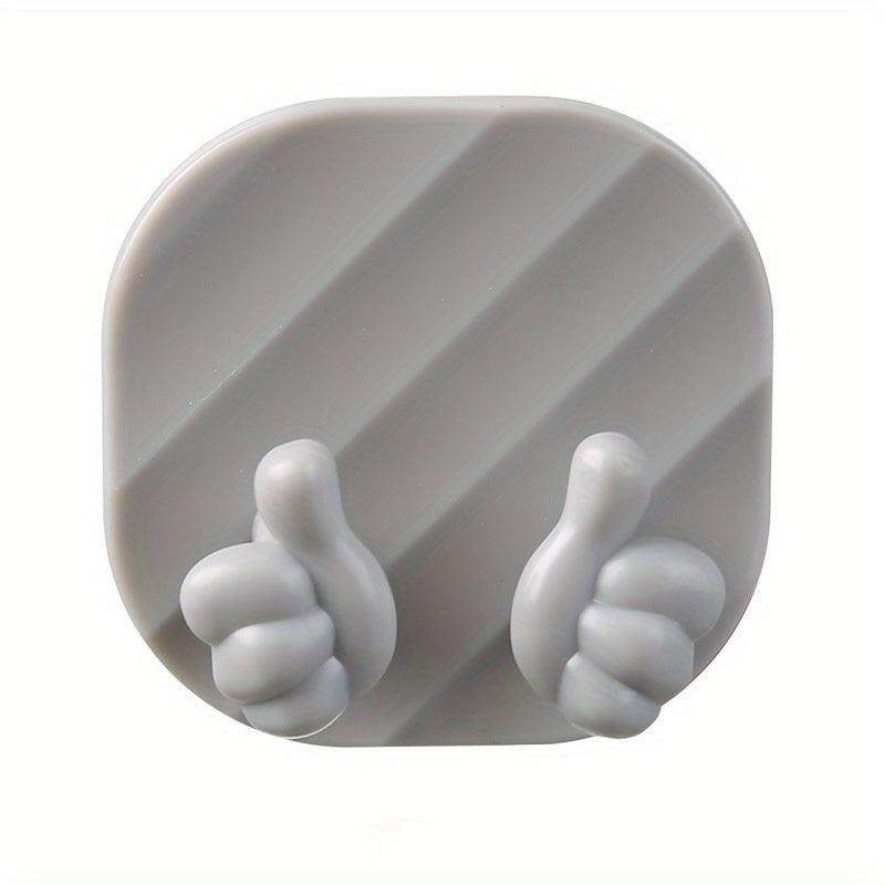 2pcs Wall Mounted Plug Holder Adhesive Hook Power Cord Plug Bracket