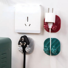 2pcs Wall Mounted Plug Holder Adhesive Hook Power Cord Plug Bracket