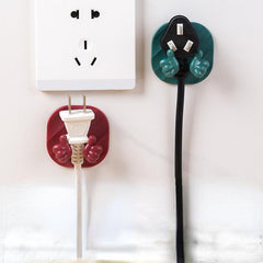 2pcs Wall Mounted Plug Holder Adhesive Hook Power Cord Plug Bracket