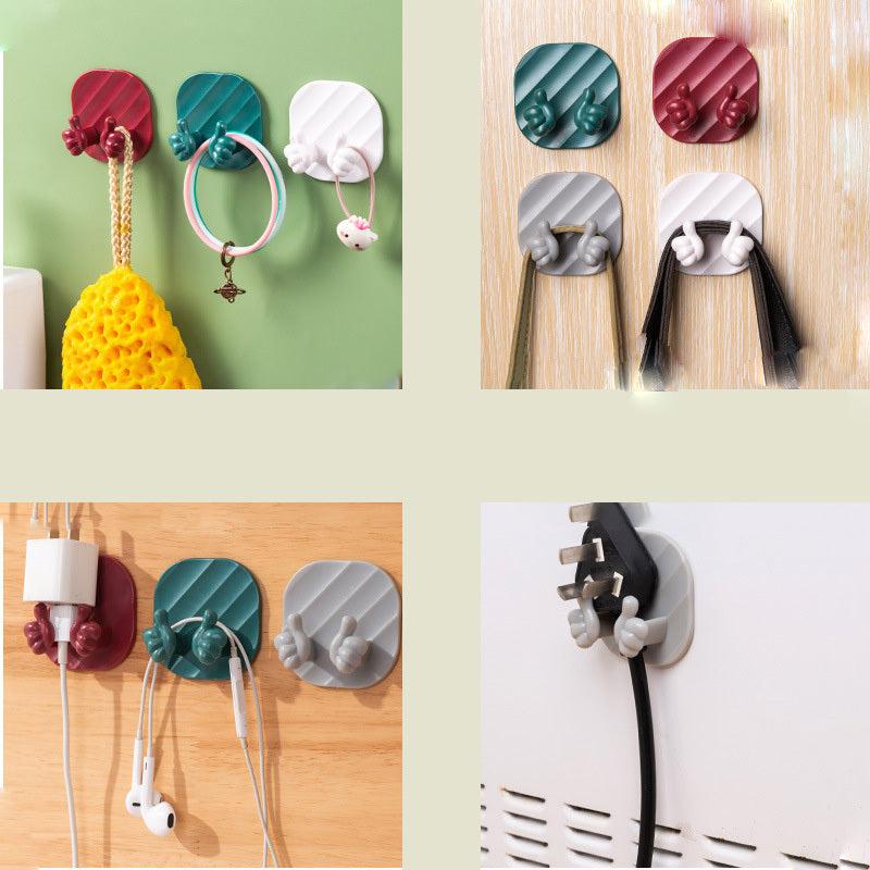 2pcs Wall Mounted Plug Holder Adhesive Hook Power Cord Plug Bracket