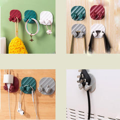 2pcs Wall Mounted Plug Holder Adhesive Hook Power Cord Plug Bracket