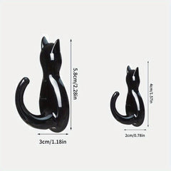 2pcs Cat Tail Hook Transparent Sticky Waterproof Hanger Bathroom Decor