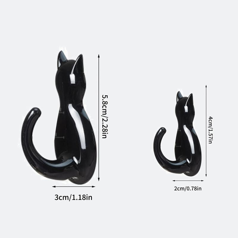 2pcs Cat Tail Hook Transparent Sticky Waterproof Hanger Bathroom Decor