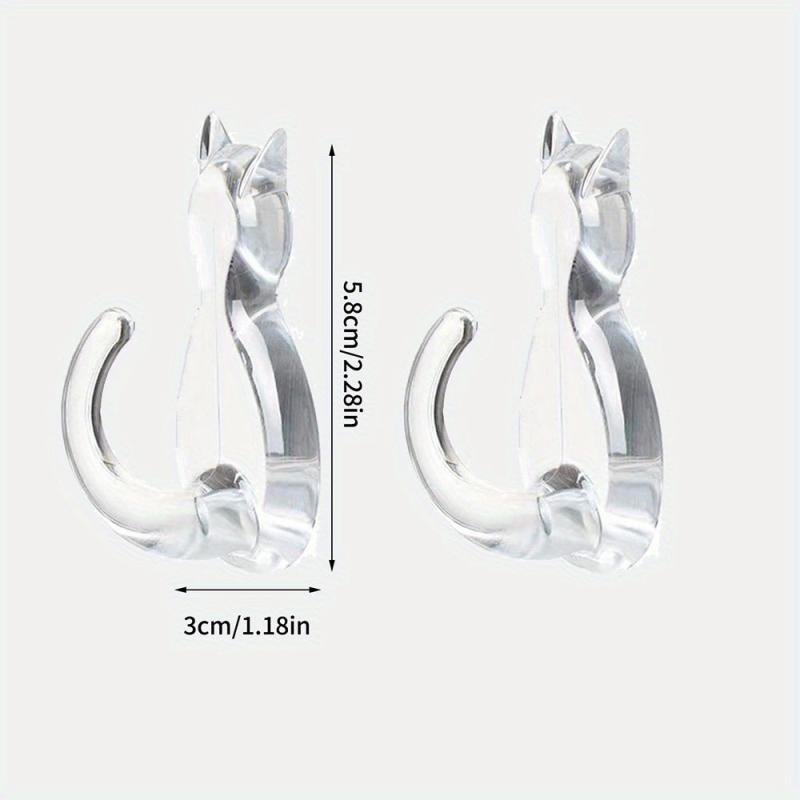 2pcs Cat Tail Hook Transparent Sticky Waterproof Hanger Bathroom Decor