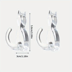 2pcs Cat Tail Hook Transparent Sticky Waterproof Hanger Bathroom Decor