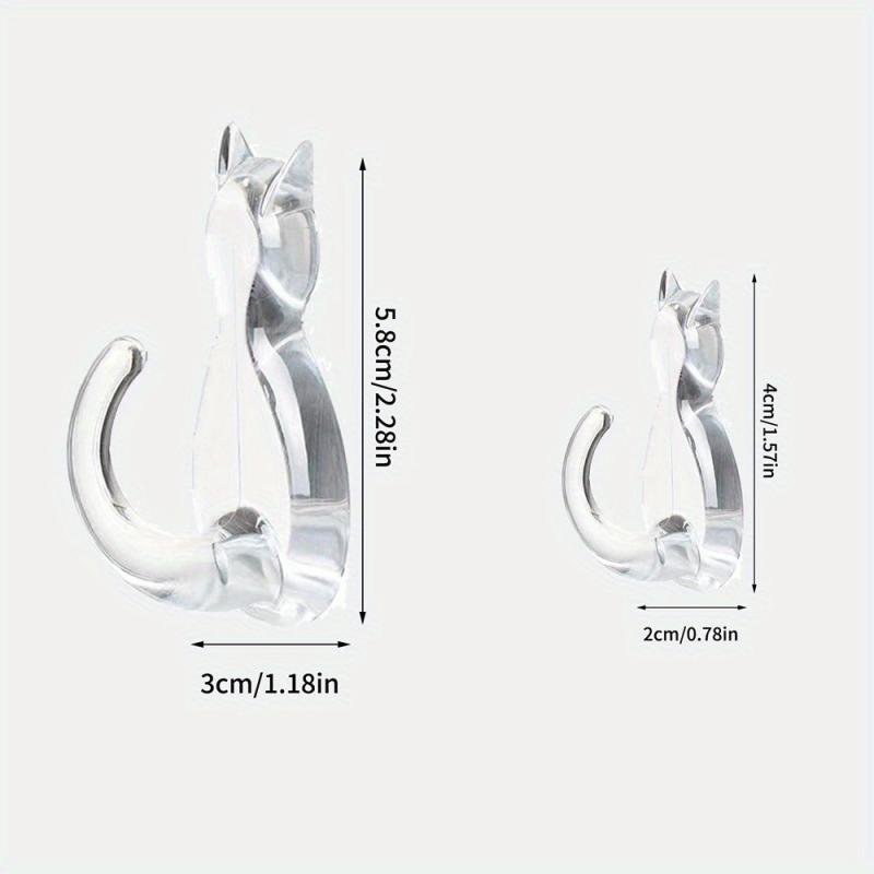 2pcs Cat Tail Hook Transparent Sticky Waterproof Hanger Bathroom Decor