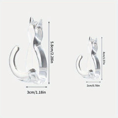 2pcs Cat Tail Hook Transparent Sticky Waterproof Hanger Bathroom Decor