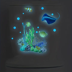 Fun Glowing Ocean World Toilet Cover Sticker