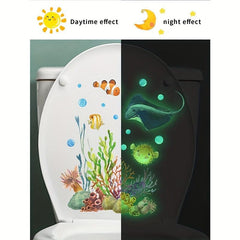 Fun Glowing Ocean World Toilet Cover Sticker