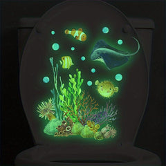 Fun Glowing Ocean World Toilet Cover Sticker