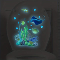 Fun Glowing Ocean World Toilet Cover Sticker