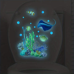 Fun Glowing Ocean World Toilet Cover Sticker