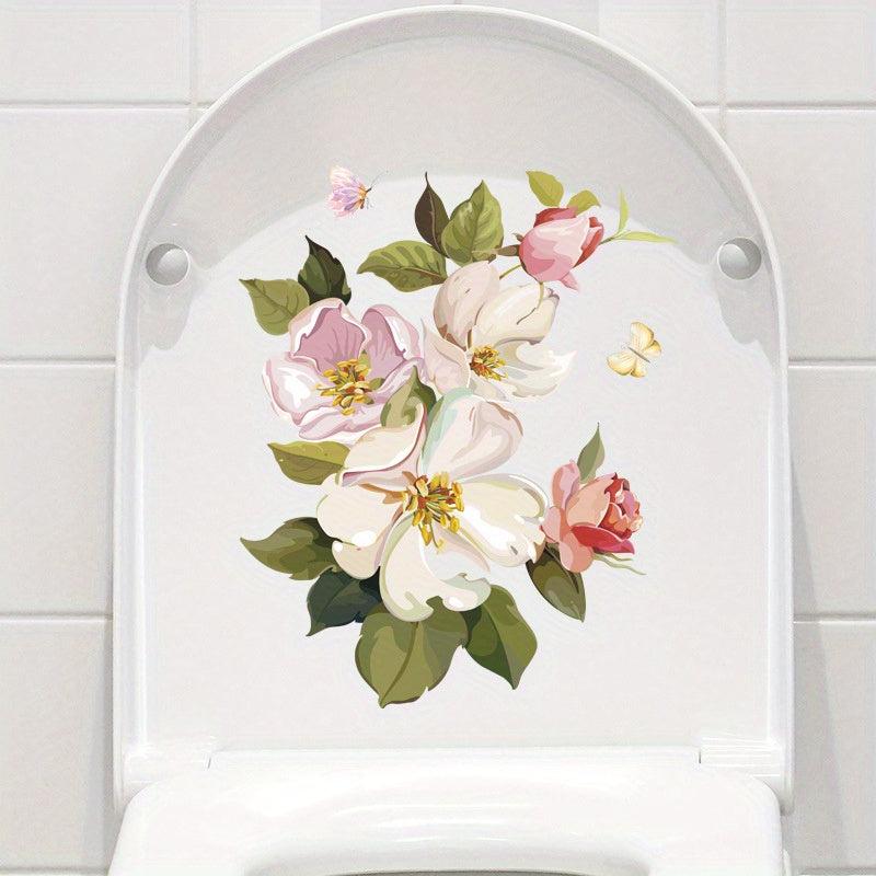 Flower Toilet Lid Decal Sticker Restroom Renovation Self-adhesive Home Accessory