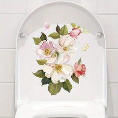 Flower Toilet Lid Decal Sticker Restroom Renovation Self-adhesive Home Accessory