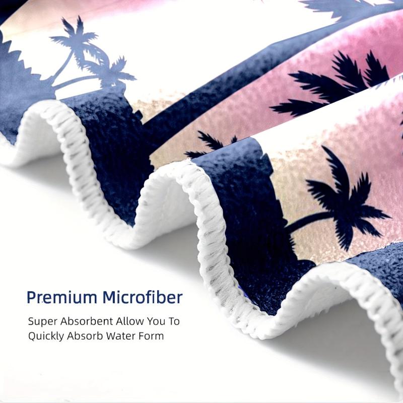 Large Coconut Tree Printed Beach Towel Lightweight Microfiber Yoga Mat