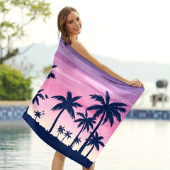 Large Coconut Tree Printed Beach Towel Lightweight Microfiber Yoga Mat