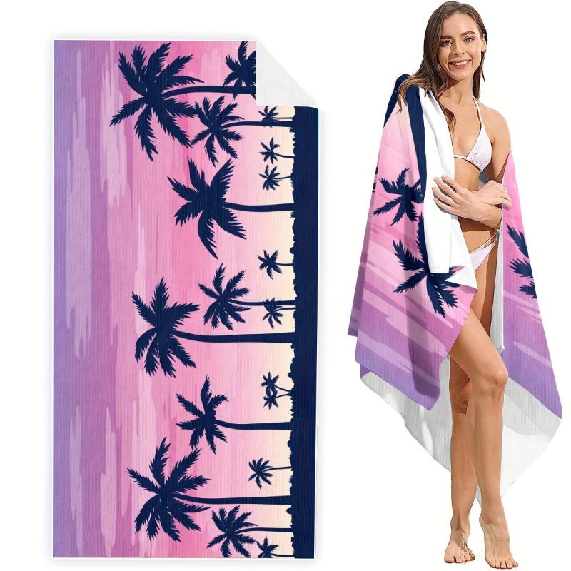 Large Coconut Tree Printed Beach Towel Lightweight Microfiber Yoga Mat