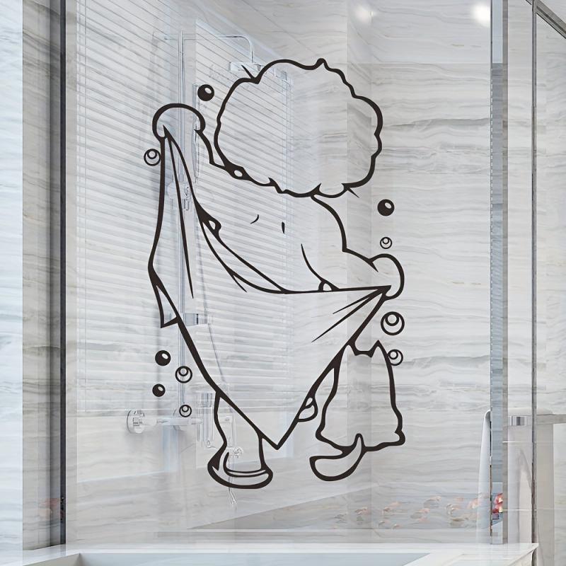 Showering Boy Wall Sticker Adorable Kids Self-adhesive Decal