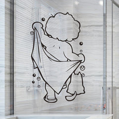 Showering Boy Wall Sticker Adorable Kids Self-adhesive Decal