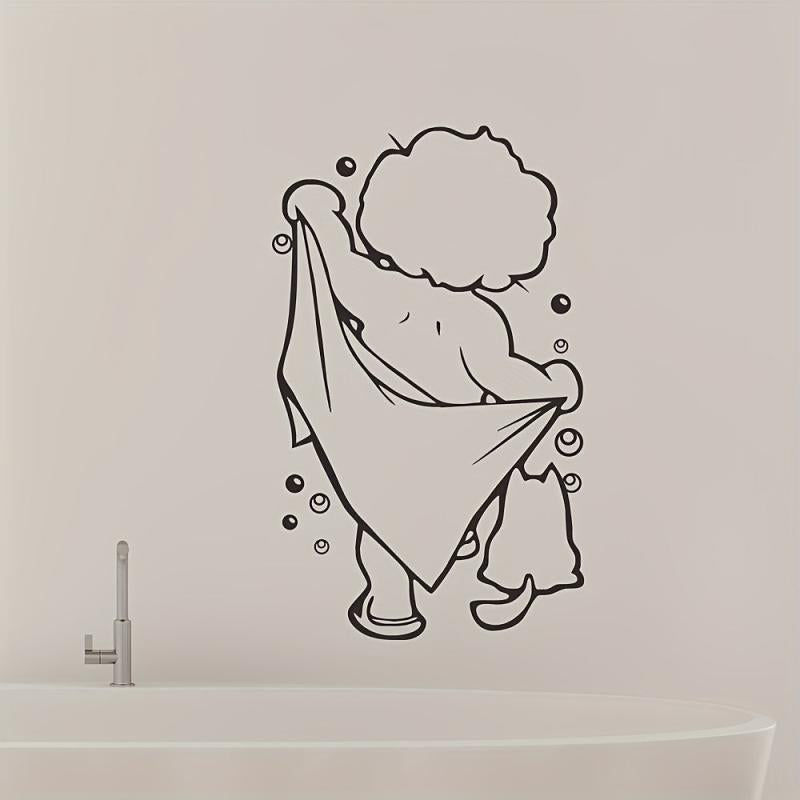 Showering Boy Wall Sticker Adorable Kids Self-adhesive Decal