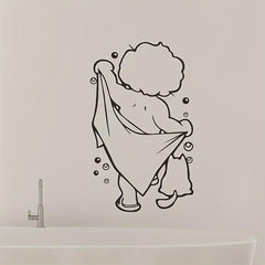 Showering Boy Wall Sticker Adorable Kids Self-adhesive Decal