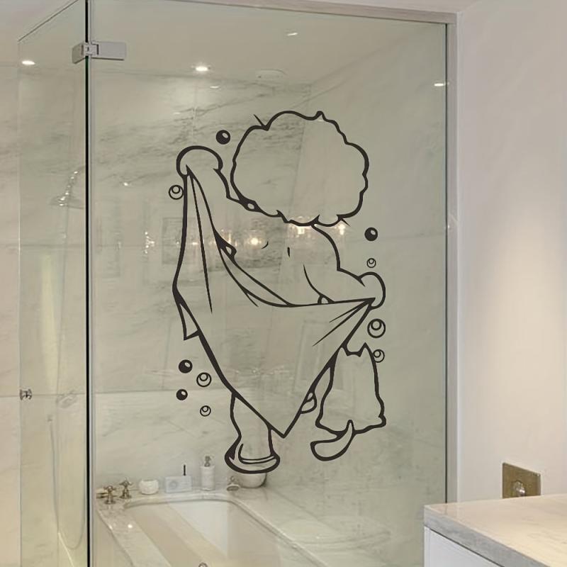 Showering Boy Wall Sticker Adorable Kids Self-adhesive Decal