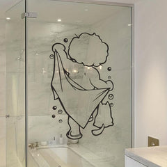 Showering Boy Wall Sticker Adorable Kids Self-adhesive Decal
