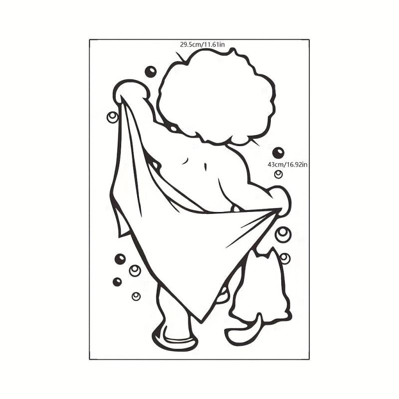 Showering Boy Wall Sticker Adorable Kids Self-adhesive Decal