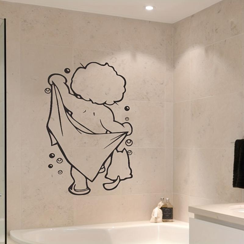 Showering Boy Wall Sticker Adorable Kids Self-adhesive Decal