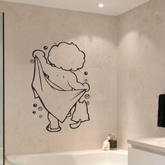 Showering Boy Wall Sticker Adorable Kids Self-adhesive Decal