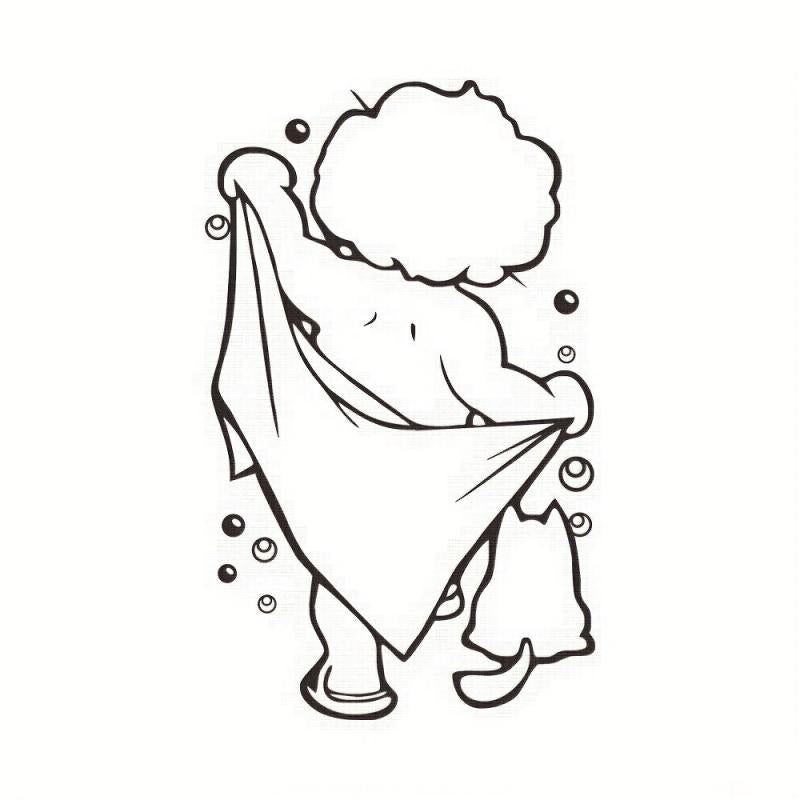 Showering Boy Wall Sticker Adorable Kids Self-adhesive Decal