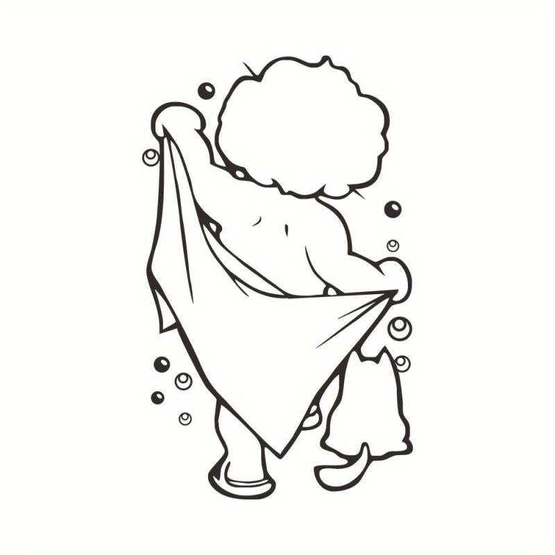 Showering Boy Wall Sticker Adorable Kids Self-adhesive Decal