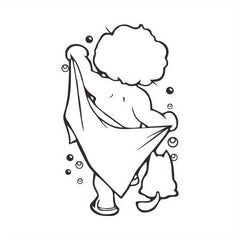 Showering Boy Wall Sticker Adorable Kids Self-adhesive Decal