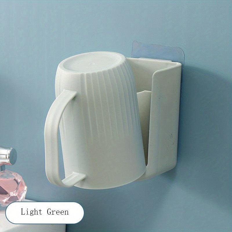 Toothbrush Holder With Gargle Cup Wall Mounted Toothbrush Storage Rack