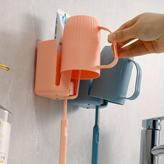 Toothbrush Holder With Gargle Cup Wall Mounted Toothbrush Storage Rack