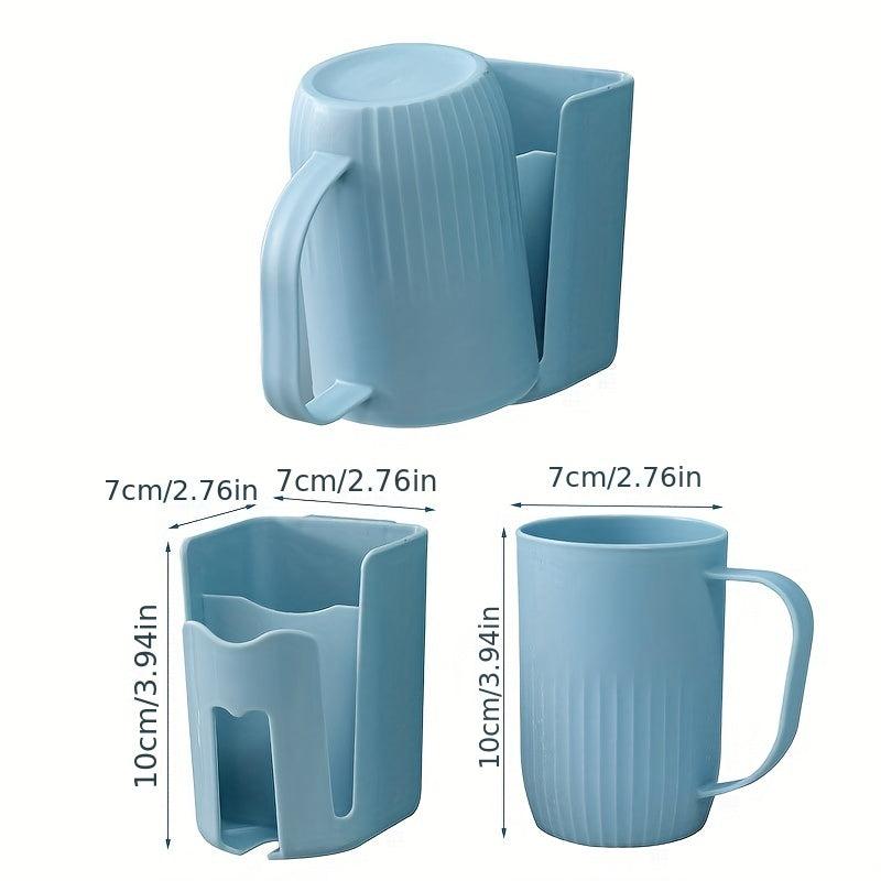 Toothbrush Holder With Gargle Cup Wall Mounted Toothbrush Storage Rack