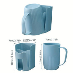 Toothbrush Holder With Gargle Cup Wall Mounted Toothbrush Storage Rack