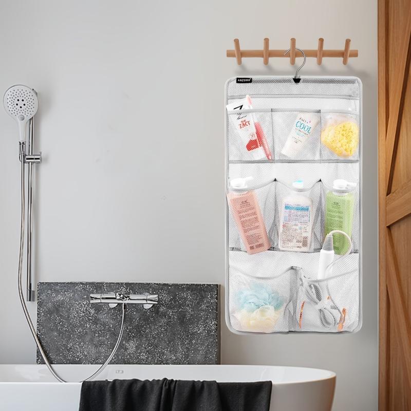 Quick Dry Shower Organizer with Rotating Hanger - Bathroom Toiletry Storage