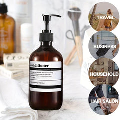 2pcs 500ml Refillable Shampoo & Body Wash Bottles with Labels 16oz Set